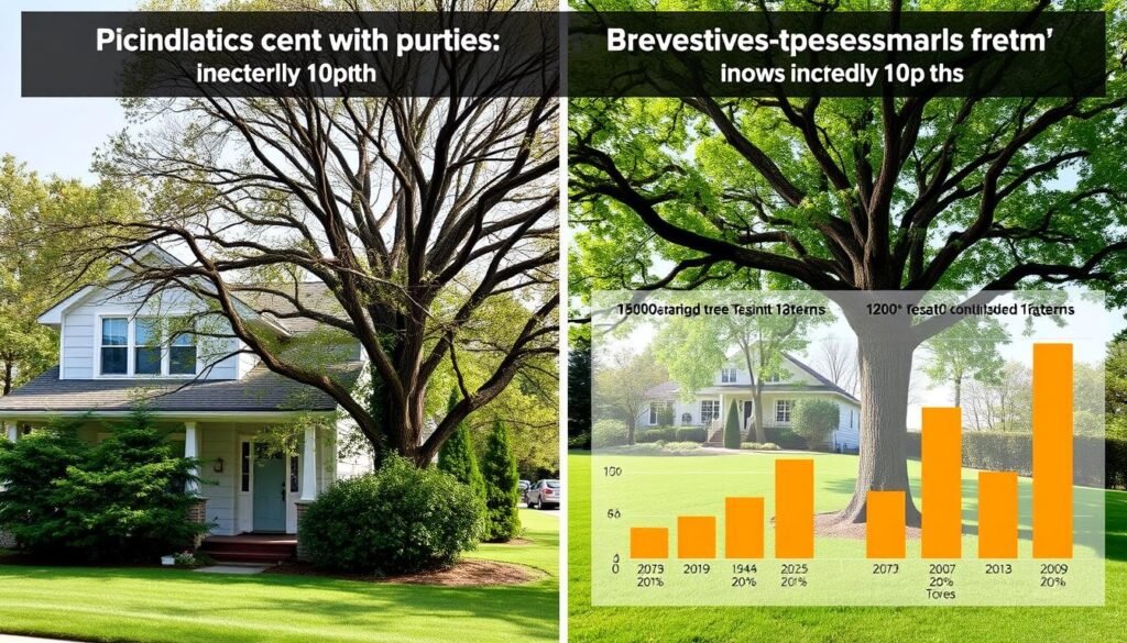 Property value comparison with and without professional tree care