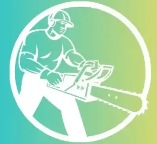 Best Tree Surgeons - Best Tree Service Near Me - Man With Chainsaw Graphic logo